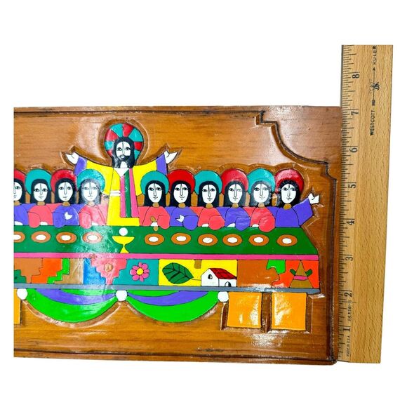 The Last Supper Hand Carved Painted Jesus Folk Art Vintage Central American MCM - Picture 10 of 14